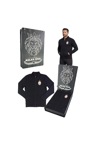 Gsstore Galatasaray Lisanslı 5 Yıldızlı Siyah Balıkçı Yaka Sweat Lazer Kutu Siyah - Antrasit