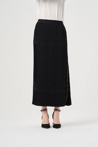 Misswhence Piliseli Yandan Fermuarlı Etek Siyah 36921 Siyah