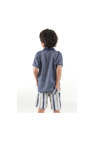 Midimod Erkek Çocuk 3'lü Takım Polo Yaka T-shirt Şort Kemer Takım Renkli Çok Renkli