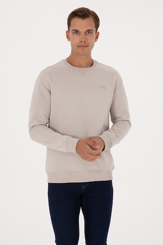 U.S. Polo Assn. Erkek Comfort Fit Bisiklet Yaka Şardonlu Taş Basic Sweatshirt 50313757-VR049