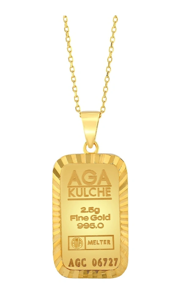 Agakulche 2.5 Gr Kalemli Altın Külçe Kolye