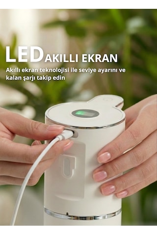 Otomatik Sensörlü Köpük Sıvı Sabunluk - Şarjlı- Dijital Led Ekran - Duvara Monte - P18 Model Beyaz
