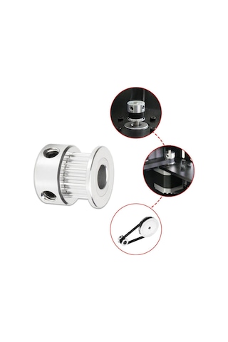 Koodmax Gt2 20 Diş 6.35mm Alüminyum Alaşım Dişli Senkron Zamanlama Kayışı Kasnağı