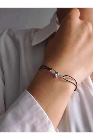 Tiffany Model Deri İpli El Yapımı Silver Siyah Renkli Bileklik Siyah