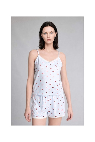 Defacto Regular Fıt Askılı 2li Softshell Açık Mavi Şortlu Pijama Takımı H6376ax26hsbe250 Mavi-be250