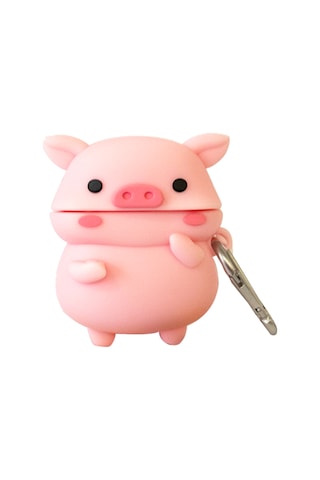 E2M Airpods 1-2 Uyumlu Kılıf Pembe Burunlu Domuzcuk