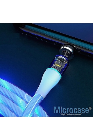 Microcase Apple iPhone Uyumlu Lightning Işıklı Manyetik Şarj Kablosu Al2618