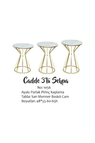 Brc Cadde Zigon Model Sarı Mermer Temper Cam Metal Çelik Gold Renk Kaplama Kutuda Sevk El Yapım