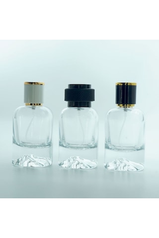 20 Adet Boş Cam Parfüm Şişe, 50 Ml, Kare Mount Dağ Model, Şeffaf, Geçmeli, Kk