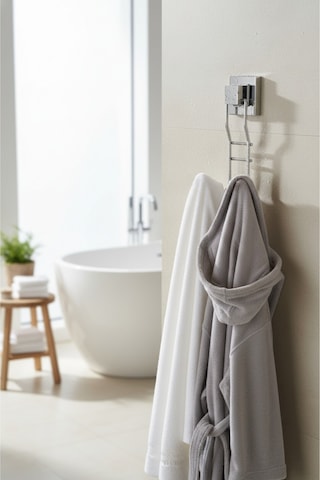 Tekno Tel Ef-236 Krom 2'li Askı Bornozluk Yapışkanlı/vidalı Deliksiz Metal Banyo Havluluğu Parlak Krom