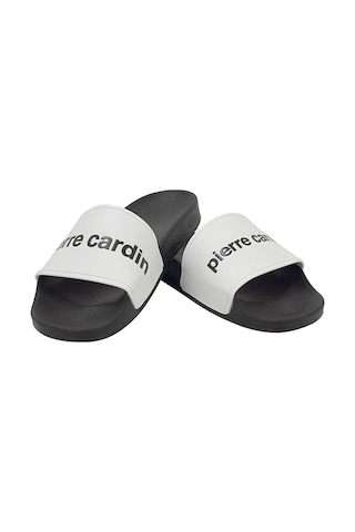 Pierre Cardin Plaj Havuz Deniz Siyah Unisex Terlik Beyaz