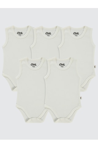 Civil Baby Bebek 5'li Çıtçıtlı Badi 3-9 Ay Beyaz Beyaz