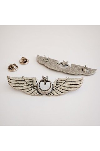 Hava Kuvvetleri Pilot Bröve Rozet Gümüş Oksit 75 Mm Gümüş