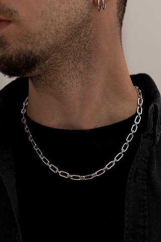 Oval Ataç Model Çelik Kolye Sevgiliye Eşe Babaya Arkadaşa Hediye Kolye Siyah