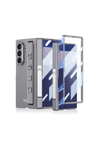 Ardemix Galaxy Uyumlu Z Fold 7 Kılıf Zore Kıpta Kpt-01 Standlı Kapak - Gri Gri