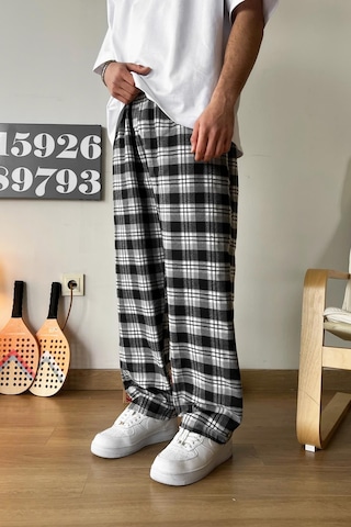 Flaw Beli Lastikli Ekoseli Pijama Gri Gri