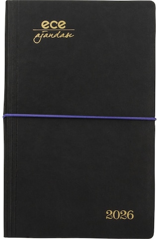 Ece Ajandası Yeni Akçay 2026 Siyah - Günlük Çizgili 12x18 Siyah