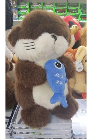 Peluş Kahve Uyku Arkadaşı Balık Tutan Susamuru Su Samuru Peluş 35 Cm Pelüş