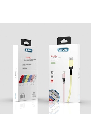 Go Des GD-UC519 Lightning USB Kablo 2.4A Şarj Kablosu 100 CM Data Kablo Sarı ZORE-258879