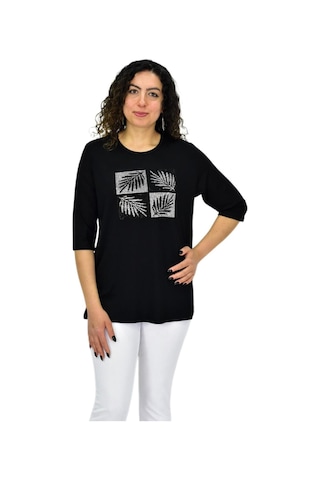 Caftan Kadın Kısa Kol Taşlı Bluz Bgl-st04710 Siyah