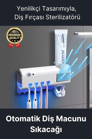Akıllı Güneş Enerjili Usb Şarjlı Diş Macunu Sıkacağı 4 Diş Fırçası Uv Işık Sterilizatörü Temizleyici Çok Renkli