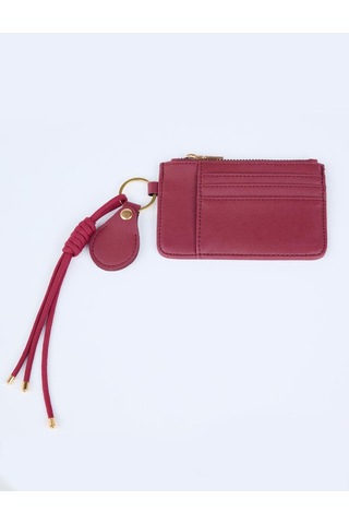 Jimmy Key Jimmy Key Bordo Deri Görünümlü İp Detaylı Fermuarlı Cüzdan 5ww365930562