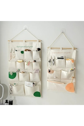 Konesam Duvar Montlu Çok Amaçlı Depolama Çantası, Pamuklu Kumaş, 12 Bölmeli Yeşil Noktalı, Dormitorio, Yatak Odası, Mutfak, Banyo İçin Diğer