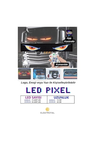 Wearfitpro Pixel Led Kumandalı Dijital Dinamik Led Kişiselleştirilebilir Kayan Yazı Ev Ofis Araç Uyumlu Led