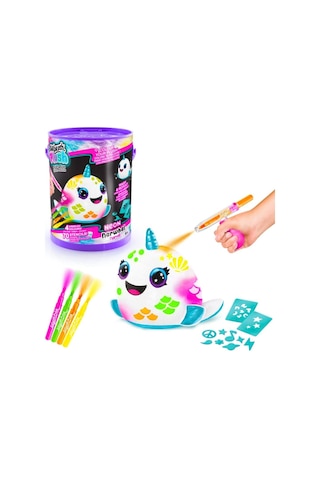 Airbrush Plush Squishy Peluş Neon 55230 Narwhal Çok Renkli