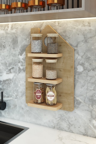 Rafido Ahşap Dekoratif Duvar Rafı 51x33 Cm Atlantik Çam