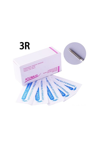 Gajeena "100 Adet Sterilize 3r Kaş Dövme İğnesi - Paslanmaz Çelik Profesyonel Set"