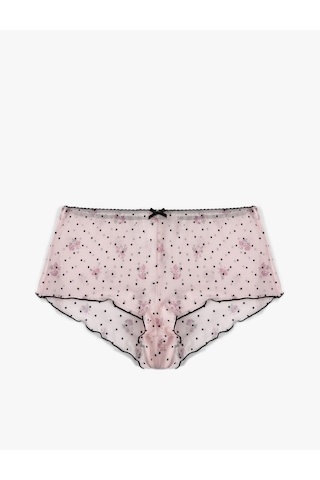 Koton Fiyonk Detaylı Çiçek Desenli Puantiyeli Mini Şort Pijama Altı Pembe Desenli 7wlk80006mk