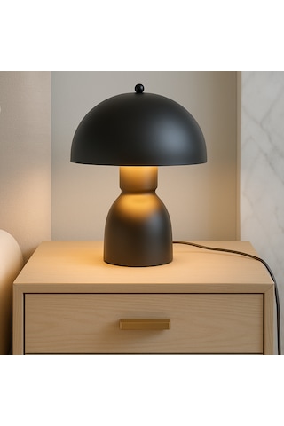 Modern Burry Abajur Masa Lambası Metal Gövde Mat Siyah