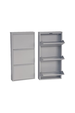 3'lü Metal Ayakkabılık - Gri