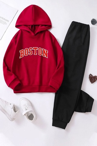 Uyguntarz Çocuk Boston Eşofman Takımı Kırmızı