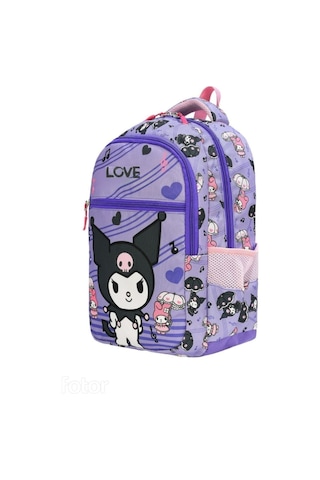 Yeni Sezon Love Kuro Desenli Kız Çocuk 2li Ortopedik Okul Çantasıseti Okul Çantası Beslenme Çantası Mor Pembe