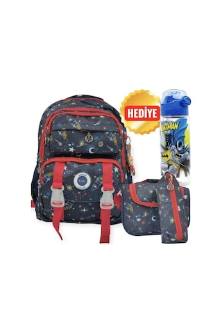 Kids Okul Çantası , Beslenme Çantası , Kalemlik - Anahtarlık Ve Suluk&matara Siyah Siyah