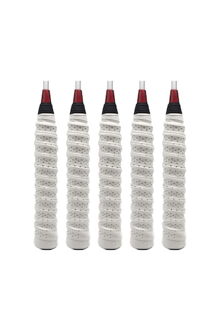 Geeksen Beyaz Pu+eva Raket Eldeki Kayışları - Ter Emici, Dayanıklı, 5 Adet Paket 110cm X 2.5cm