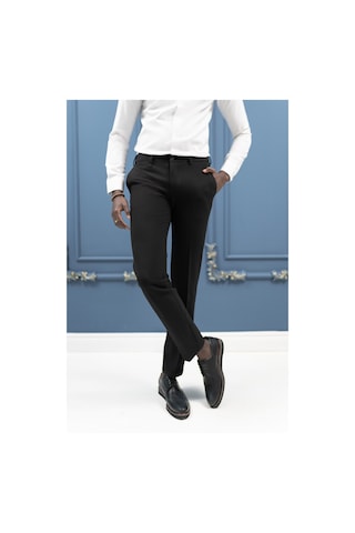Ecer Regular Fit Yan Cepli Kışlık Gofre Kumaş Pantolon Siyah