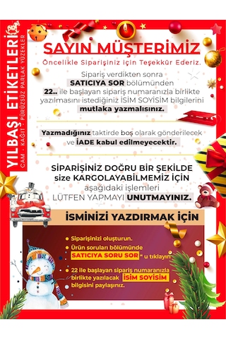 Yılbaşı Ağacı Etiket - 1 , Merry Christmas, 5 Cm - 50 Adet Folyo Sticker Çok Renkli