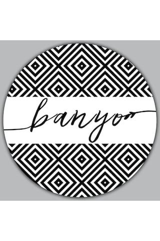 Siyah Beyaz Desenli Yuvarlak Banyo Tabelası Kapı Süsü Dekor