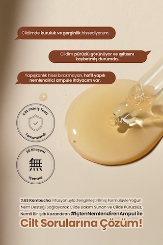 Cilde Parlak Görünüm Kazandıran Aydınlatıcı Ve Nemlendirici Ampul T Else Kombucha Hydro Glow Ampoule