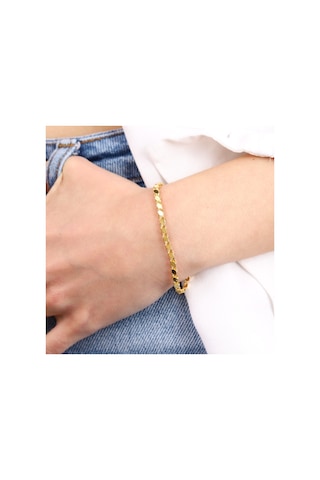 14 Ayar Kırmızı Altın Pullu Bileklik 4 Mm Sarı Altın