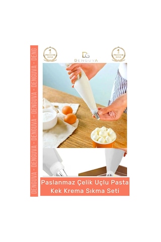 Krematorbası Paslanmaz Çelik Pasta Cupcake Uçlu Tasarım Süsleme Torbası Krema Sıkma Seti 10 Parça Çok Renkli