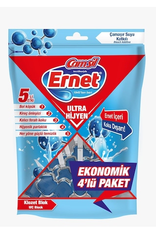 Ernet Klozet Bloğu Çamaşır Suyu Katkılı 4lü Paket X 3 Adet