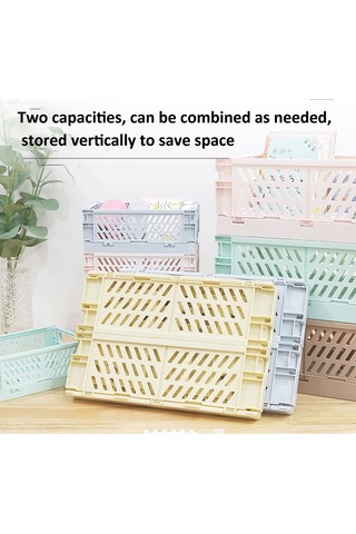 Sones Katlanabilir İstiflenebilir Depolama Sepeti Plastik İçi Boş Ev Ofis Düzenleyici Konteyner Büyük Açık Mavi