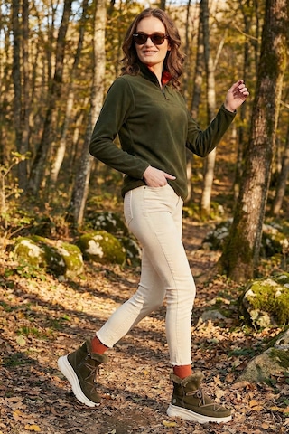 Lela Slim Fit Yumuşak Dokulu Anti-Pilling Tüylenme Yapmayan Yarım Fermuarlı Bayan Polar 5907000 Haki