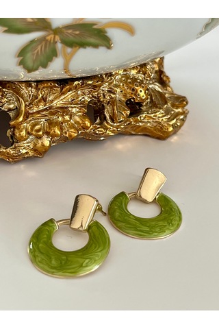 Yeşil Gold Küpe Altın - Yeşil
