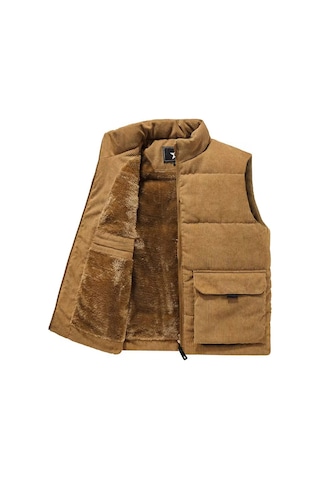 Snapbuy Kışlık Kalın Kadife İçi Kürklü Erkek Yelek Taba