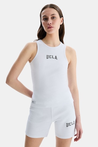 Ucla Salınas Beyaz Sıfır Kol Nakışlı Standard Fit Kadın Tshirt Beyaz